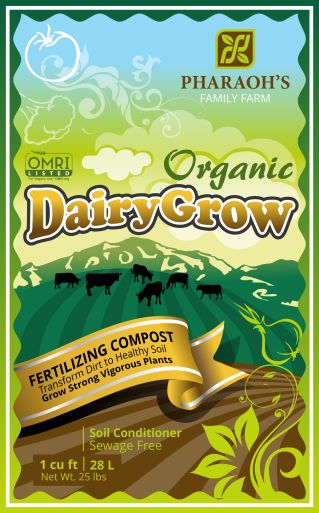 Label for Organic DairyGrow compost, OMRI certified