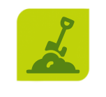 Icon of shovel and dirt on organic compost page